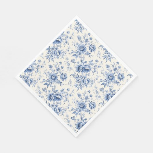 Iets blauw Bloemen Frans Toile Chinoiserie Servet (Hoek)