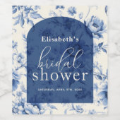 Iets blauw Bloemen Frans Toile Vrijgezellenfeest Wijn Etiket (Enkel label)