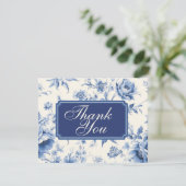 Iets blauw bloemen Franse Chinoiserie Dank u Kaart (Staand voorkant)