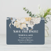 IETS BLAUW Bloemen- Horizontale BRUILOFT Save The Date (Staand voorkant)
