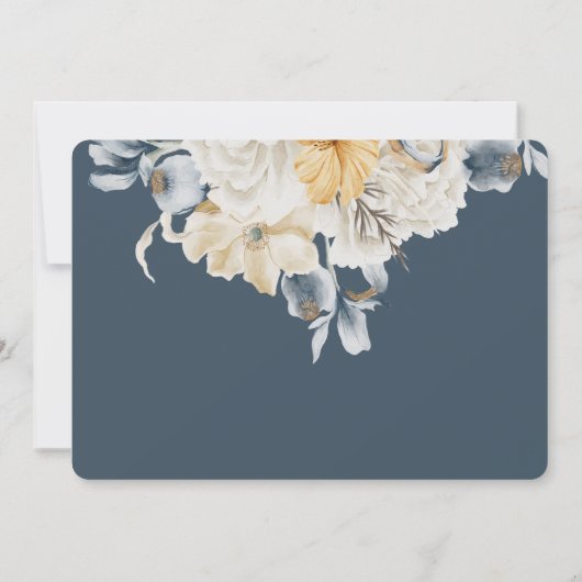 IETS BLAUW Bloemen- Horizontale BRUILOFT Save The Date (Achterkant)