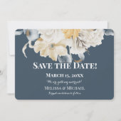 IETS BLAUW Bloemen- Horizontale BRUILOFT Save The Date (Voorkant)