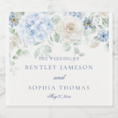 Iets blauw bloemen hortensia bruiloft sparkling wijnetiket (Enkel label)
