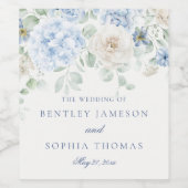 Iets blauw bloemen hortensia bruiloft wijn etiket (Enkel label)
