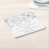 Iets Blauw Bloemen Hortensia Decor bruiloft Kartonnen Onderzetters (Schuin)