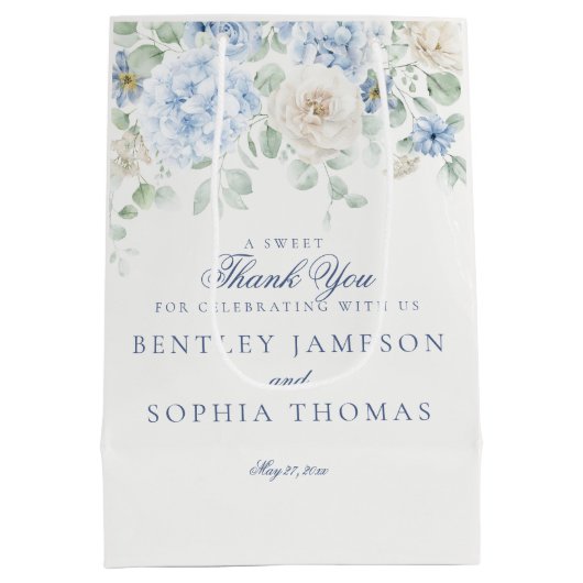Iets Blauw Bloemen Hortensia Huwelijksgunst Medium Cadeauzakje (Achterkant)