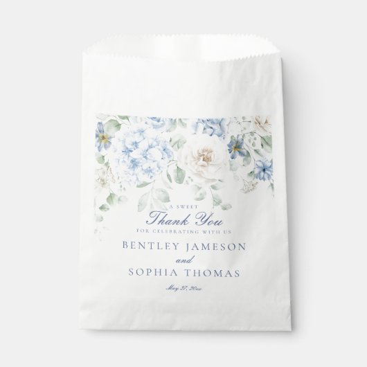 Iets Blauw Bloemen Hortensia Trouwdessert Bedankzakje (Voorkant)