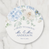 Iets Blauw Bloemen Hydrangea Trouwcirkel Bedankjes Labels (Achterkant)