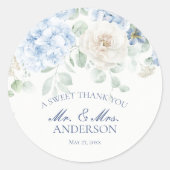 Iets Blauw Bloemen Hydrangea Trouwcirkel Ronde Sticker (Voorkant)