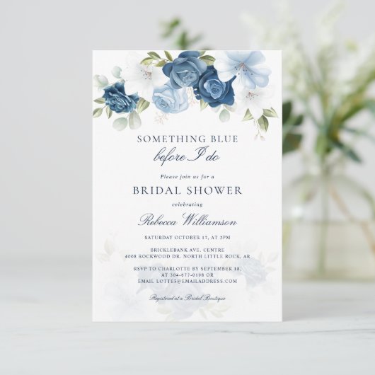 Iets blauw bloemen voor foto Vrijgezellenfeest Kaart (Staand voorkant)