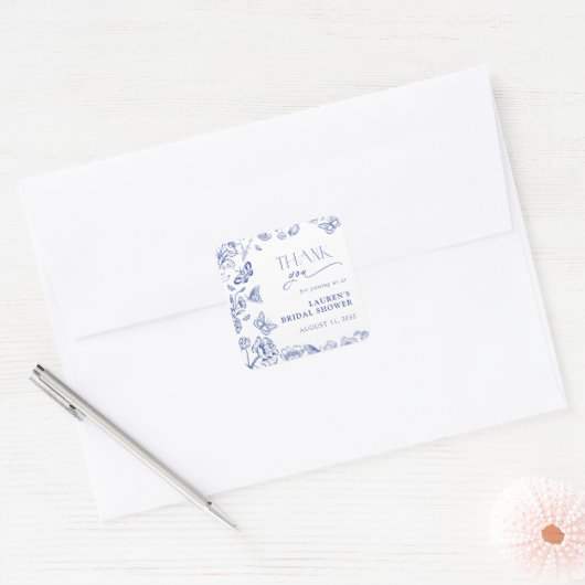 Iets blauw bloemen Vrijgezellenfeest bedankt Vierkante Sticker (Envelop)