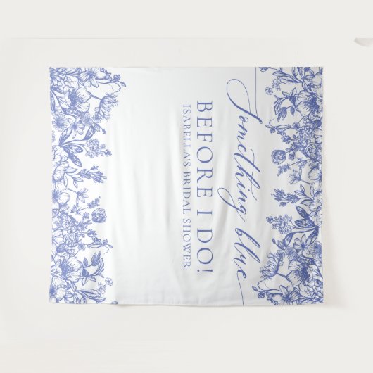 Iets Blauw Bloemen Vrijgezellenfeest Foto Achtergr Wandkleed (Voorkant (horizontaal))