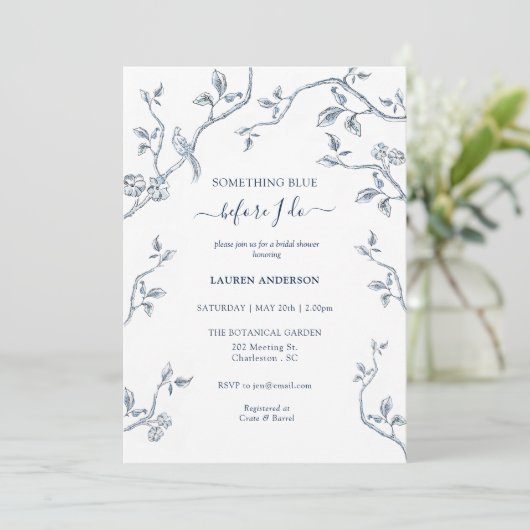 Iets blauw bloemenblauw Vrijgezellenfeest Kaart (Staand voorkant)