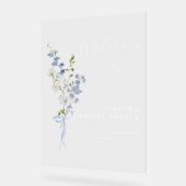 Iets blauw bloemenboeket boog Vrijgezellenfeest Acryl Bord (Hoek)