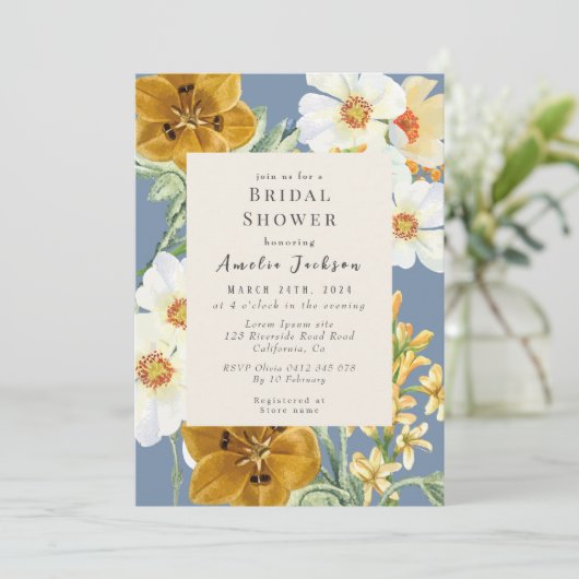 Iets blauw bloemenchinoiserie Vrijgezellenfeest Kaart (Staand voorkant)