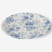 Iets Blauw Bloemend Frans Toile Chinoiserie Papieren Bordje (Gekanteld)