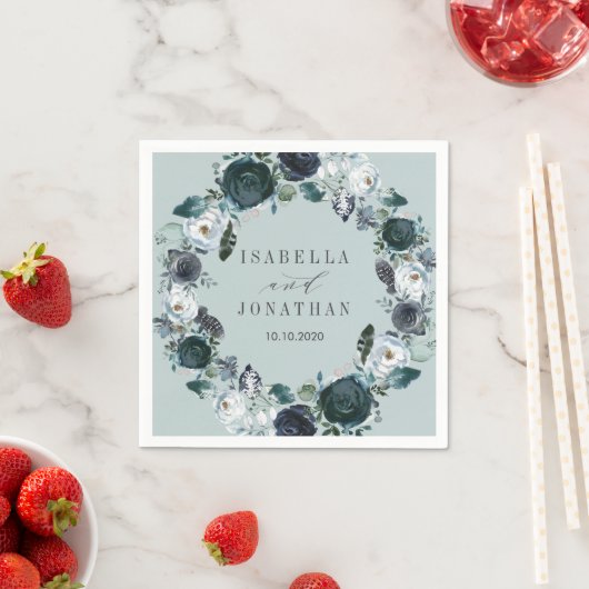 Iets blauw | Bloemenkrans bruiloft Custom Servet (Insitu)