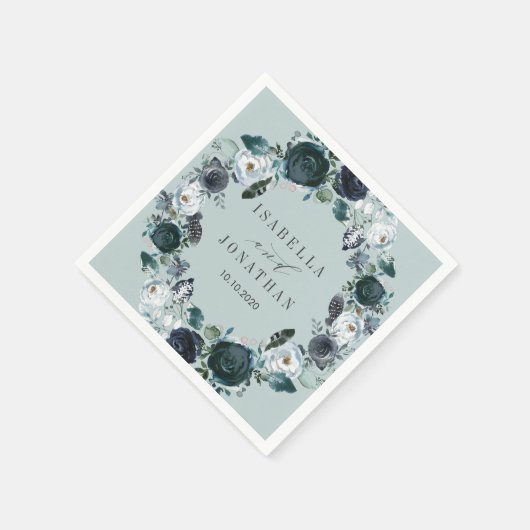 Iets blauw | Bloemenkrans bruiloft Custom Servet (Hoek)