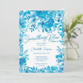 Iets blauw bloemenwaterverf vrijgezellenfeest kaart (Staand voorkant)