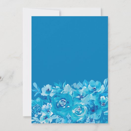 Iets blauw bloemenwaterverf vrijgezellenfeest kaart (Achterkant)