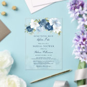 Iets blauw bloemig voordat ik Vrijgezellenfeest do Acryl Uitnodigingen (Insitu (Huwelijk))