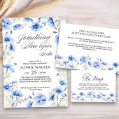 Iets blauw bloemig Vrijgezellenfeest Blank Informatiekaartje