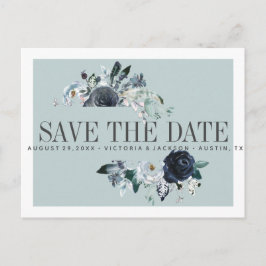 Iets blauw | Boho BRUILOFT BEWAAR DE DATUM Aankondigingskaart