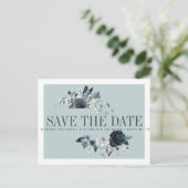 Iets blauw | Boho BRUILOFT BEWAAR DE DATUM Aankondigingskaart (Staand voorkant)
