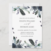 Iets blauw | Boho Chic Botanical bruiloft Kaart (Voorkant)