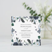 Iets blauw | Botanische bruiloft van Boho Kaart (Staand voorkant)