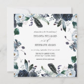 Iets blauw | Botanische bruiloft van Boho Kaart (Voorkant)