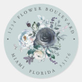 Iets blauw | Botanische retour-adres Bouquet Ronde Sticker (Voorkant)