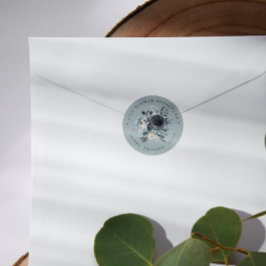 Iets blauw | Botanische retour-adres Bouquet Ronde Sticker