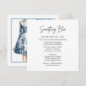 Iets blauw bruids koppels douche uitnodiging (Voorkant / Achterkant)