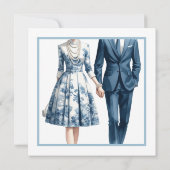 Iets blauw bruids koppels douche uitnodiging (Achterkant)