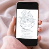 Iets Blauw Bruids Thee QR Vrijgezellenfeest Kaart