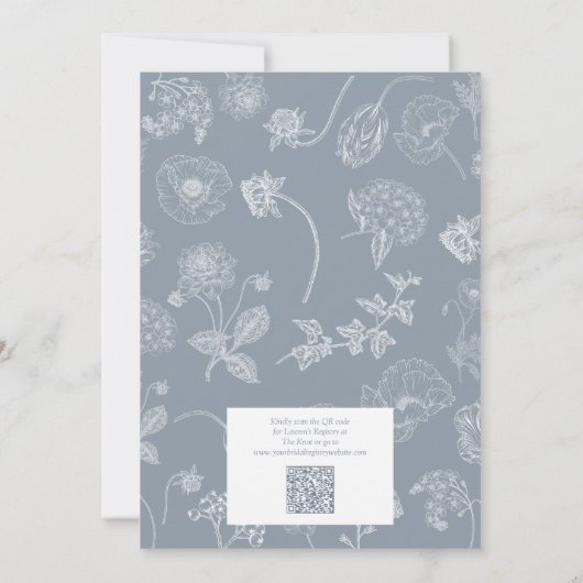 Iets Blauw Bruids Thee QR Vrijgezellenfeest Kaart (Achterkant)