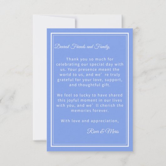 Iets blauw bruiloft bedankt kaart (Achterkant)