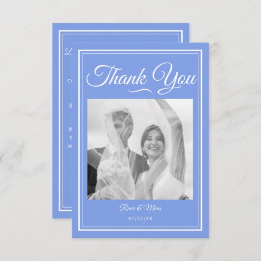 Iets blauw bruiloft bedankt kaart (Voorkant / Achterkant)