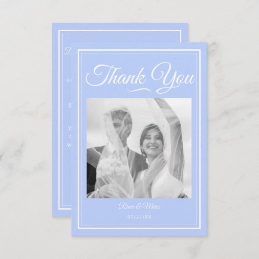 Iets blauw bruiloft bedankt kaart (Voorkant / Achterkant)