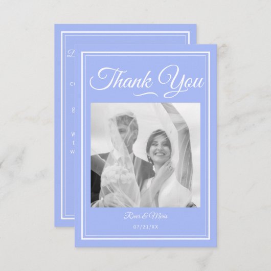 Iets blauw bruiloft bedankt kaart (Voorkant / Achterkant)