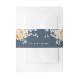 IETS BLAUW, BRUILOFT BLOEMEN op blauw Uitnodigingen Wikkel