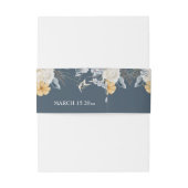 IETS BLAUW, BRUILOFT BLOEMEN op blauw Uitnodigingen Wikkel (Achterkant Voorbeeld)