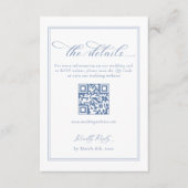 Iets blauw bruiloft details QR-code Informatiekaartje (Voorkant)