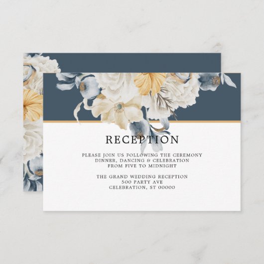 IETS BLAUW | Bruiloft Receptie Kaart (Voorkant / Achterkant)