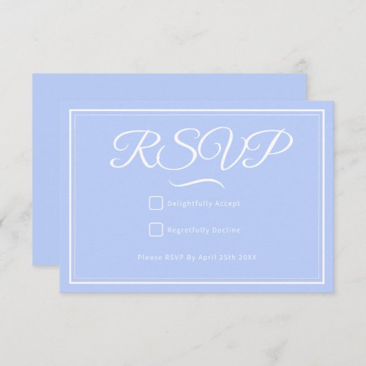 Iets blauw bruiloft RSVP Kaart (Voorkant / Achterkant)