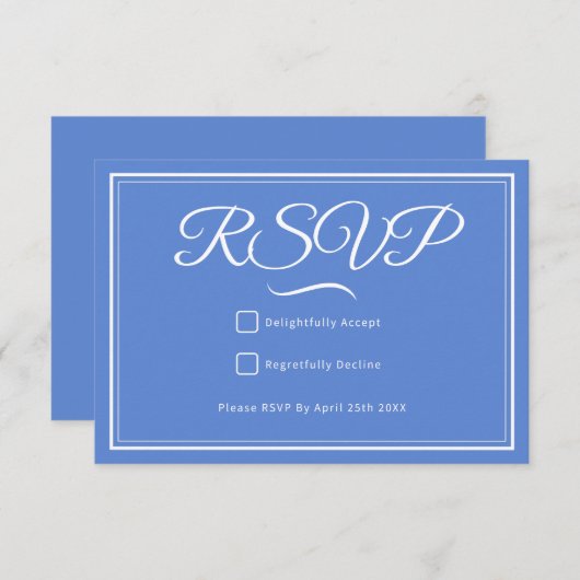 Iets blauw bruiloft RSVP Kaart (Voorkant / Achterkant)