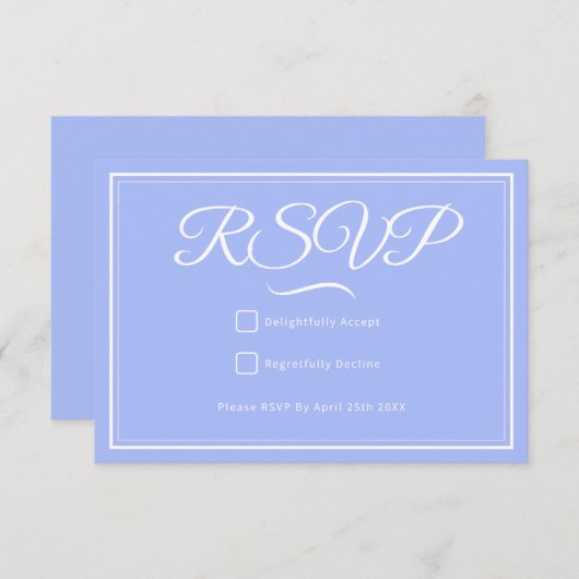 Iets blauw bruiloft RSVP Kaart (Voorkant / Achterkant)