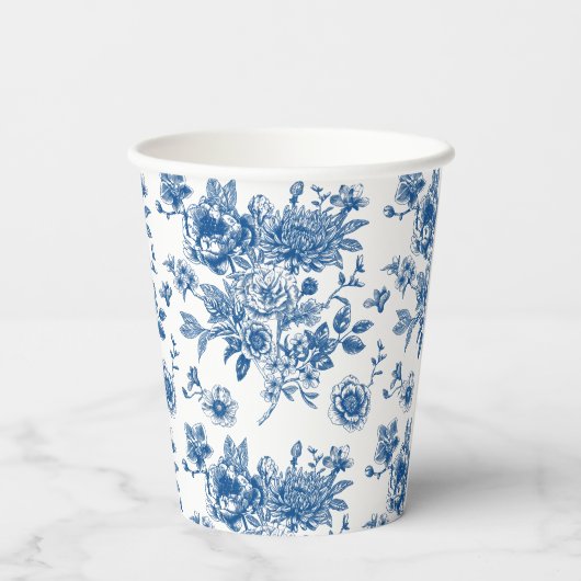 Iets blauw chinoiserie blauw vrijgezellenfeest papieren bekers (Achterkant)