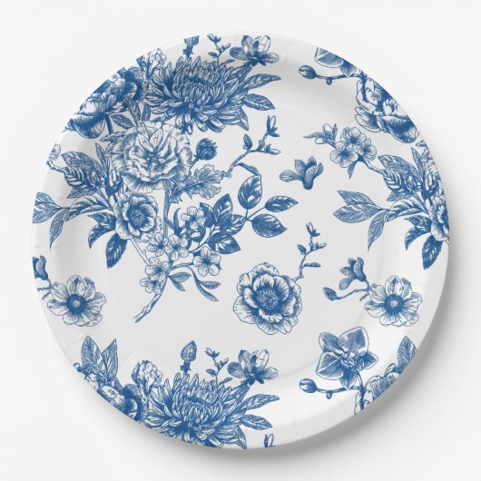 Iets blauw chinoiserie blauw vrijgezellenfeest papieren bordje (Voorkant)